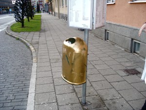 Decorative dumpster at bus stop, Malmö Decorative dumpster at bus stop, Malmö